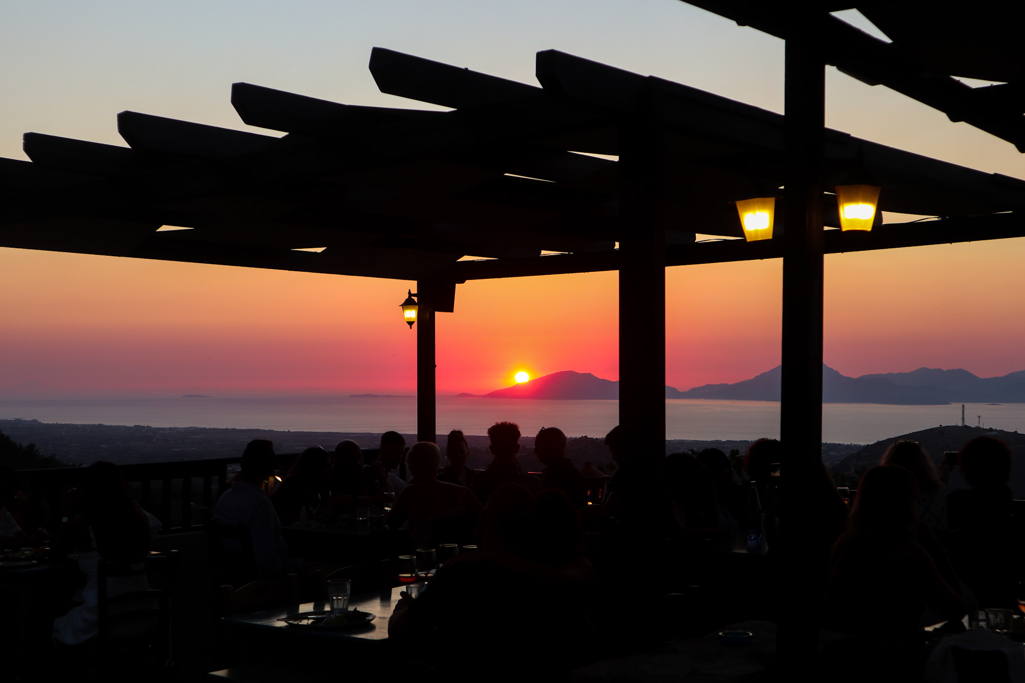 Sunset at a restaurant in Zia